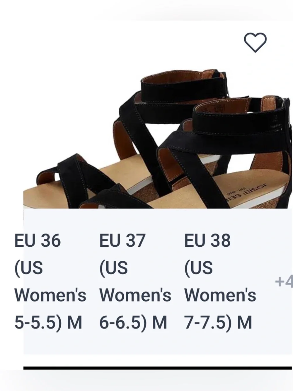 Josef Seibel Black Strappy Cork Wedge Sandals Quinn Soft Nubuck  Size 37 (6-6.5)